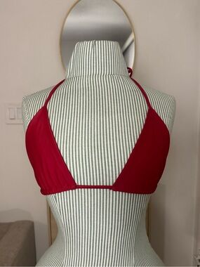 Bamba Red Triangle String Bikini Top NWOT Size Small Minimal Swim